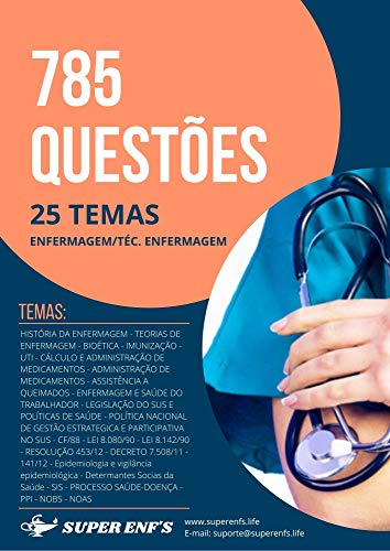 Livro PDF 785 Questões Específicas para Enfermagem e Técnico em Enfermagem Separadas em 25 Temas